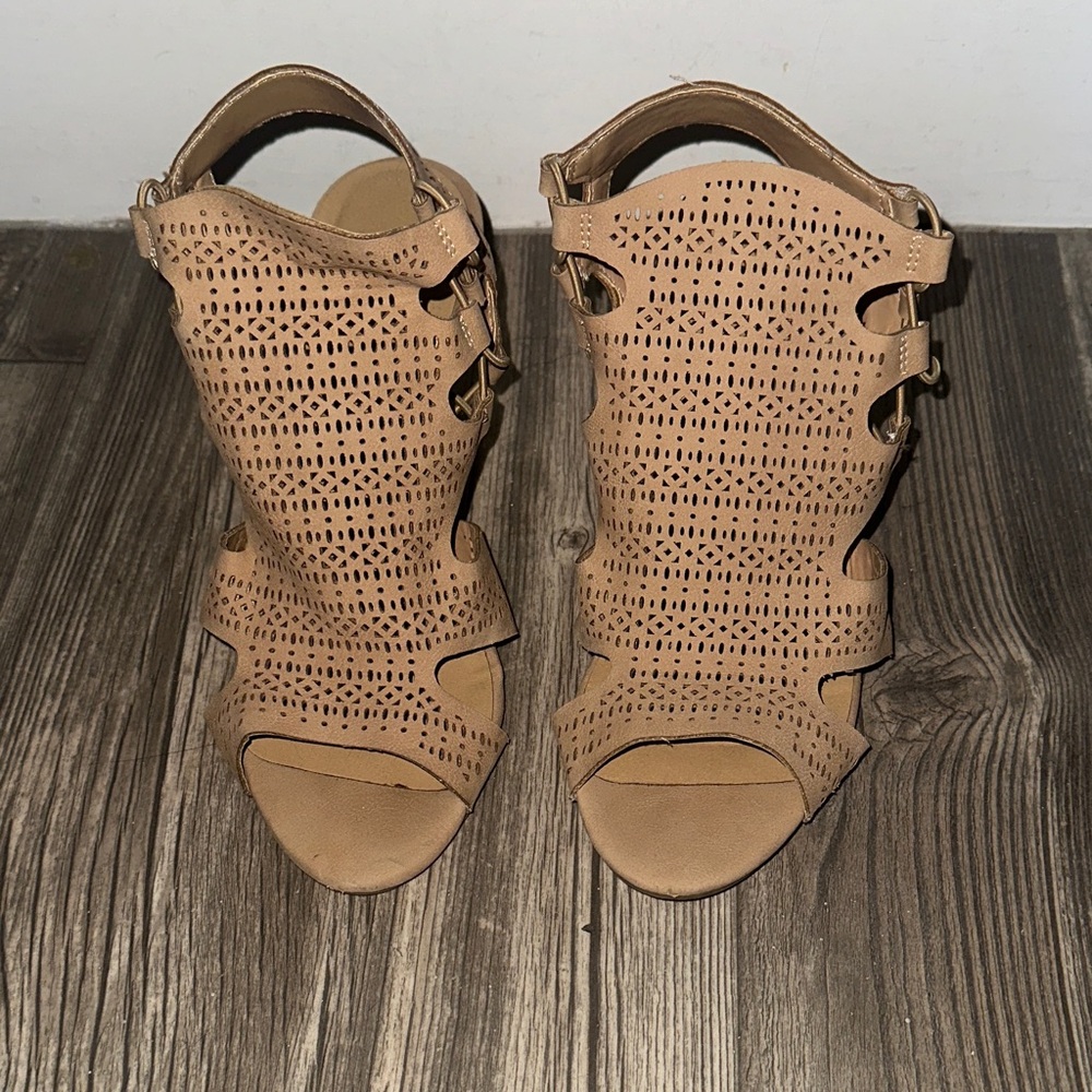 Women's Tan Perforated Sandals